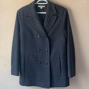 Jason Kole 100% Wool Double Breasted Quiet Luxury Minimalist Pea Coat Size M